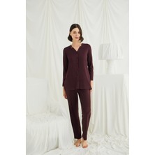 Alfa Aksesuar 03 Giyim Uzun Kollu Boydan Düğmeli V Yaka Pijama Takımı Beruflic