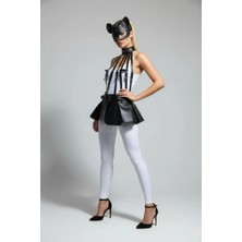 Alfa Aksesuar 03 Giyim Siyah Etek Suni Deri Etek Peplum Kemer Detaylı Etek - BRF1313 Beruflic