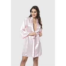 Alfa Aksesuar 03 Giyim Pembe Kısa Saten Sabahlık Beruflic