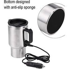 Taşınabilir Araba Su Isıtıcısı, Adaptörlü Elektrikli Isıtmalı Paslanmaz Çelik Kupası Kupası, Gümüş, 450ML