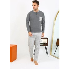 Alfa Aksesuar 03 Moda Erkek Uzun Kol Penye Antrasit Pijama Takımı Beruflic