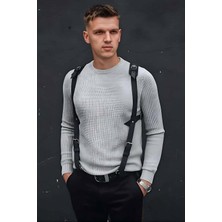 Alfa Aksesuar 03 Giyim Omuz Detaylı Şık Erkek  Deri Harness, Erkek  Gömlek Üzeri Aksesuar - BRFM135 Beruflic