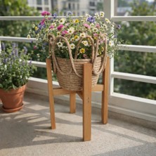 Bohem Sepet,ahşap Saksılık. Ikili Set