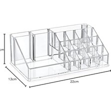 Deconox 16 Bölmeli Şeffaf Akrilik Makyaj Düzenleyici ve Pramit Organizer, Akrilik Makyaj Organizer (610)