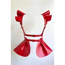 Alfa Aksesuar 03 Giyim Kırmızı Etek Parlak Deri Volanlı Korse Detaylı Etek - BRF1001 Beruflic