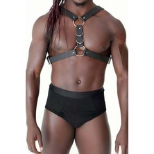 Alfa Aksesuar 03 Giyim Göğüs ve Halka Detaylı Erkek  Deri Harness - BRFM85 Beruflic