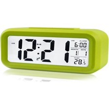 Akıllı Dijital Masa Saati Alarmlı Karanlık Sensörlü Fotoselli - Yeşil