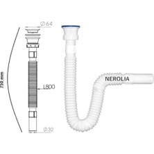 Nerolia Paslanmaz Çelik Süzgeçli Lavabo Gider Hortumu 1 Parça Dayanıklı ve Kolay Montaj