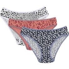 Alfa Aksesuar 03 Moda Kadın 3'lü Külot Lacivert - Gri - Somon Beruflic