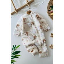 Miniğimin Cicileri Ayıcık Desenli Kız Bebek Uyku Tulumu - Krem