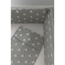 Jaju Baby (4 Kenar) Gri Panda Beşik Kenar Koruma Özel Ölçü 60x120