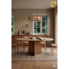 Mobilyacın Oval Salon Yemek Masası Mantar Tek AYAK-160X90-AFRIKA Ceviz