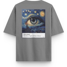 Overoz Van Gogh Yıldızlı Gece Sırt Baskılı Yarı Oversize Unisex Tshirt 1243