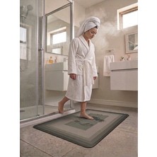 MAİN SHOP Main Shop Kaymaz Tabanlı Su Emici Banyo ve Mutfak Paspası 58X38CM Siyah Gri Renk Yazısız Model