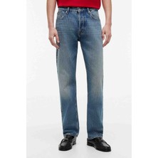 Tommy Hilfiger Erkek Normal Bel Düz Paça Jean Pantolon - Mavi