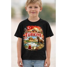 %100 Pamuklu Türkiye   Baskılı  Çocuk T-Shirt