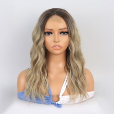 Feifei Kumral / Balköpüğü Ombre ve Röfleli Küt Tül Peruk