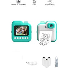 Venüs Shopping Dijital Fotoğraf Makineleri Çocuk Termal Resim Kağıt Baskılı Yazıcı Kamera Video Makinesi cm