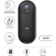 Venüs Shopping Aksiyon Kamerası 1080 P Manyetik Giyilebilir Geniş Açılı Klips Tasarımlı Kamera CMR34 Siyah