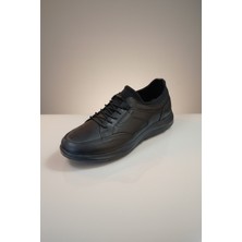 Modayak Enes M74 Siyah Hakiki Deri Poli Taban Akıllı Bağcıklı Günlük Erkek Ayakkabı