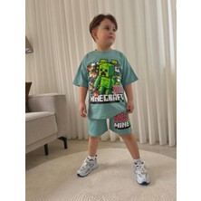 Cg Kids Minecraft Tnt Tshirt & Şort Alt Üst Takım Süper Kalite Sırt Baskı Detay