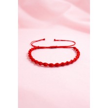 Crystal Atelier Unisex Kırmızı Makrome Örgü Asansörlü Ayarlanabilir Bileklik, Spiral Makrome Örgü Ip Bileklik, Makrome Bileklik, Örgü Bileklik, Ip Bileklik, Spiral Makrome Örgü Bileklik