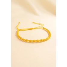 Crystal Atelier Sarı Spiral Makrome Örgü İp Bileklik, Suya Dayanıklı Makrome Bileklik, Asansörlü Ayarlanabilir El Yapımı Unisex Bileklik, Makrome Bileklik, Örgü Bileklik, İp Bileklik, Hediyelik Takı