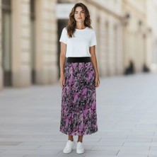 Eren Style Şifon Içi Astarlı Beli Lastikli Etek(95 Cm)-(38-52)