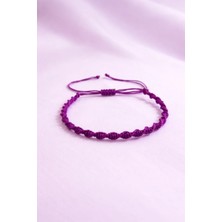 Crystal Atelier Mor Spiral Makrome Örgü İp Bileklik, Suya Dayanıklı Makrome Bileklik, Asansörlü Ayarlanabilir El Yapımı Unisex Bileklik, Makrome Bileklik, Örgü Bileklik, İp Bileklik, Hediye Bileklik