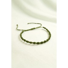 Crystal Atelier Unisex Haki Makrome Örgü Asansörlü Ayarlanabilir Bileklik, Spiral Makrome Örgü Ip Bileklik, Makrome Bileklik, Örgü Bileklik, Ip Bileklik, Spiral Makrome Örgü Bileklik