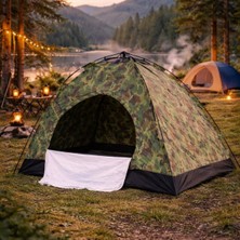 Venüs Shopping  4 Kişilik Otomatik Kamp Çadırı Kamuflaj Kumaş Outdoor Çadır Hızlı Kurulum Doğa Kamp Çad�