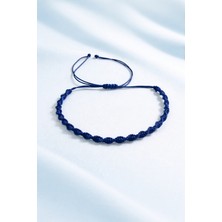 Crystal Atelier Lacivert Spiral Makrome Örgü İp Bileklik, Suya Dayanıklı Makrome Bileklik, Asansörlü Ayarlanabilir El Yapımı Unisex Bileklik, Makrome Bileklik, Örgü Bileklik, İp Bileklik, Hediye Takı