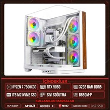 Xaser Wooden X80 Ryzen 7 7800X3D 32GB Ddr5 Ram 1tb M.2 Nvme SSD 8gb RTX5060 Sıvı Soğutmalı Masaüstü Oyuncu Oem Bilgisayar