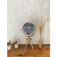 Venüs Shopping Gold Metal Mini Tripod Siyah Inci Masa Saati 45×26 cm – Şık ve Modern Dekoratif Tasarım