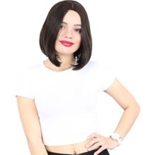 Feifei Fiber Sen Peruk Perçemsiz Kısa Düz / Kahverengi