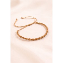 Crystal Atelier Unisex Gold Makrome Örgü Asansörlü Ayarlanabilir Bileklik, Spiral Makrome Örgü Ip Bileklik, Makrome Bileklik, Örgü Bileklik, Ip Bileklik, Altın Renk Makrome Örgü Bileklik