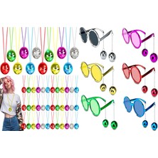 Venüs Shopping 12 Parça Renkli Disko Toplu Retro Parti Seti – 6 Kolye + 6 Gözlük