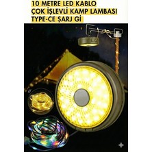 Şarjlı 10 Metre Ledli Şarj Göstergeli 8 Işık Modlu Hareketli ve Flaşör Modlu Kamp Lambası L