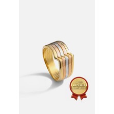 Meks Jewels Mikron Altın Kaplama 925 Ayar Gümüş Üçrenk Yüzük