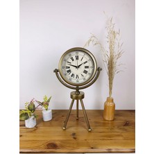 Venüs Shopping Eskitme Metal Mini Tripod Orient Masa Saati 45×26 cm