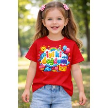 %100 Pamuklu Iyi Ki Doğdum  Baskılı  Çocuk T-Shirt