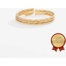 Meks Jewels Mikron Altın Kaplama 925 Ayar Gümüş Italyan Argento Milano Üçlü Acur Yüzük