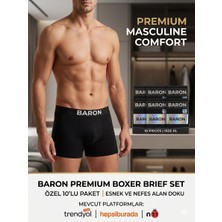 Baron Likralı Siyah Erkek Boxer ,ekonomik Rahat Erkek Iç Giyim ,10 Lu Paket