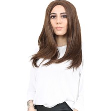 Feifei Kahkülsüz Fiber Sen Orta Boy Düz Peruk / Kahve Karamel