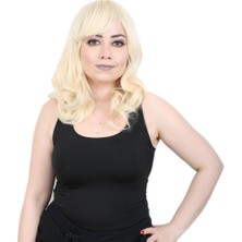 Feifei Dalgalı Perçemli Orta Boy Fiber Sen Peruk / Platin