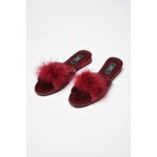 GC Terlikler Gc Topuksuz Tüylü Bayan Terlik 180 Bordo