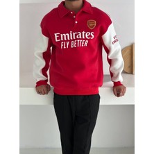 Bergibo Oversıze Şardonlu Sweat - Bayern Munıh - Arsenal - Mılan Düğmeli Yaka Kaliteli Sweatshırt