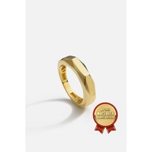 Meks Jewels Mikron Altın Kaplama 925 Ayar Gümüş Asimetrik Yüzük