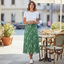 Eren Style Şifon Içi Astarlı Beli Lastikli Etek(95 Cm)-(38-52)