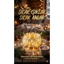 Yılbaşı Aydınlatması 100 LED Perde Hortum Sıcak Beyaz Işık - 10 Metre Dekoratif Şeffaf Kabl